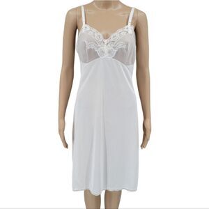 Lorraine Vintage White Slip Dress with Mesh and Lace Bust Women's 34